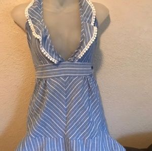 New blue and white striped dress